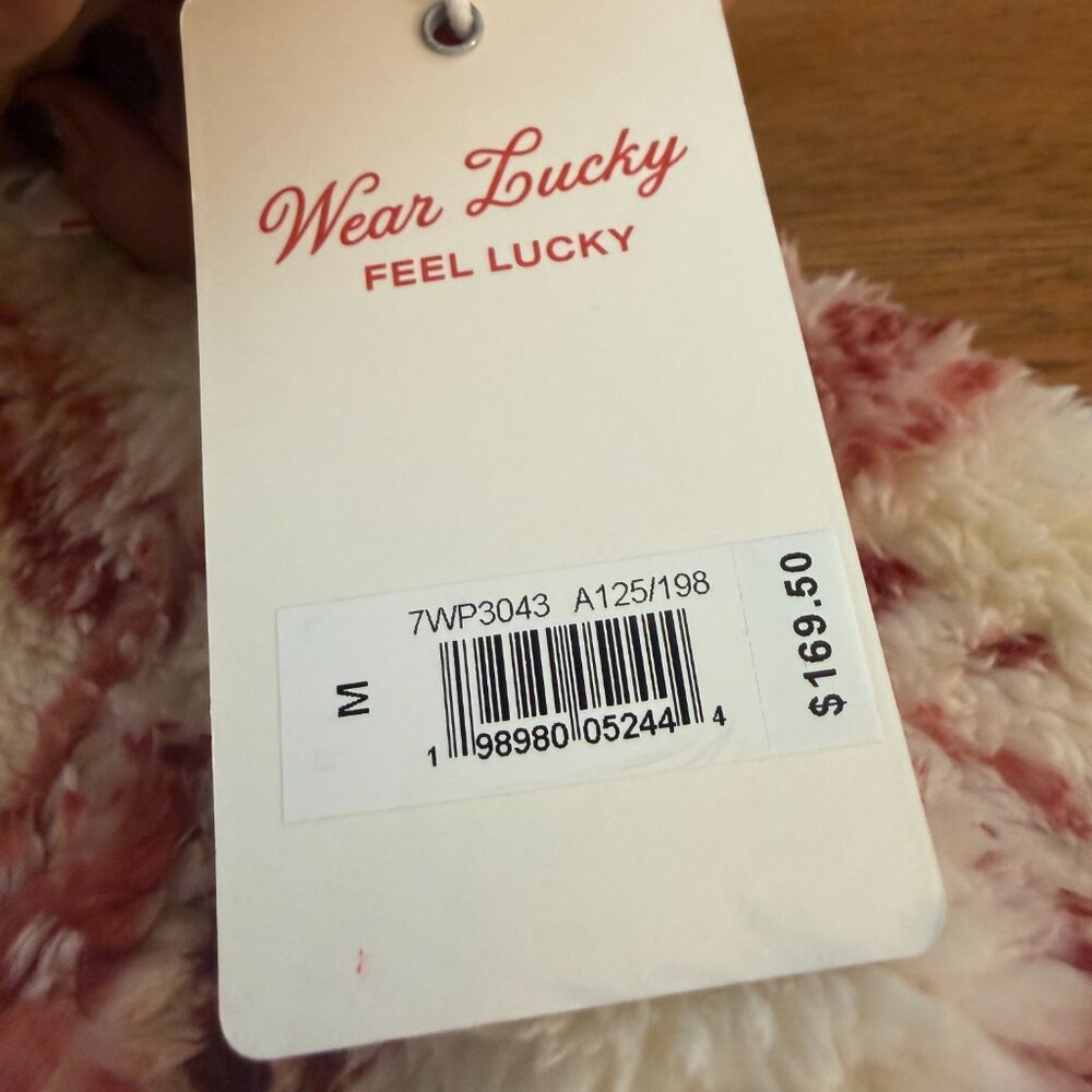 NWT Wear Lucky Nordic Fair Isle Sherpa Fleece Zip Jacket Cream Red M MSRP $169 - Picture 4 of 4